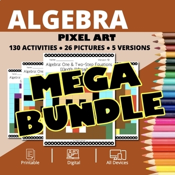 Preview of Thanksgiving Algebra BUNDLE: Math Pixel Art Activities