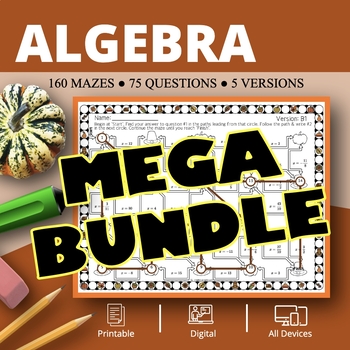 Preview of Thanksgiving: Algebra BUNDLE Maze Activity