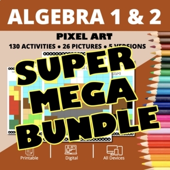 Preview of Thanksgiving Algebra SUPER MEGA BUNDLE: Math Pixel Art Activities
