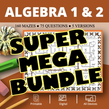 Preview of Thanksgiving: Algebra SUPER MEGA BUNDLE Maze Activity