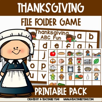 Preview of Thanksgiving Alphabet Activities File Folder | Free