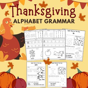 Preview of Thanksgiving Alphabet Grammar ABC Alphabetical Order November Worksheets