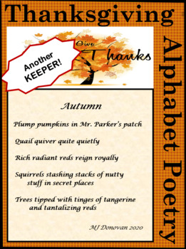 Preview of Thanksgiving Alphabet Poetry (KEEPER)