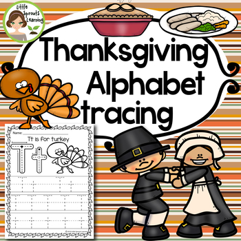 Preview of Thanksgiving Alphabet Tracing pages (Print Handwriting Practice)