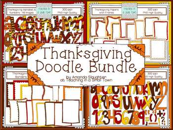 Preview of Thanksgiving Alphabets, Borders, and Papers Bundle Clip Art for Commercial Use