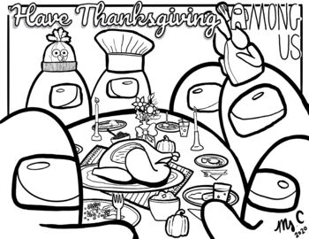 Download Thanksgiving Among Us Coloring Sheet By Art With Ms C Tpt
