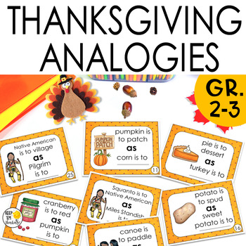 Preview of Thanksgiving Analogies Task Cards - Vocabulary Activities, November Activities