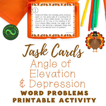 Preview of Thanksgiving Task Cards - Angle of Elevation & Depression Word Problems