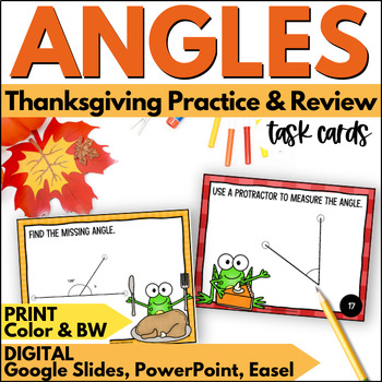 Preview of Thanksgiving Angles & Measuring Angles Task Cards - Practice & Review Activity
