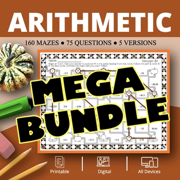 Preview of Thanksgiving: Arithmetic BUNDLE Maze Activity