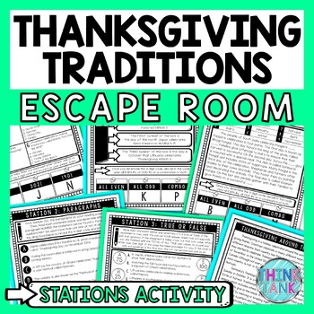 Preview of Thanksgiving Around the World Escape Room Stations - Reading Comprehension