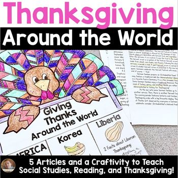 Preview of Thanksgiving Around the World Reading Activities, Craft & Lessons for Grades 3-5
