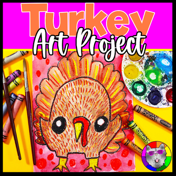 Preview of Thanksgiving Art Lesson, Cute Turkey Artwork, Kindergarten to 3rd Grade
