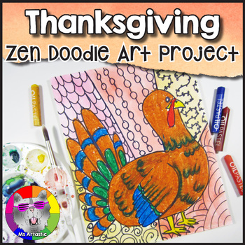 Preview of Thanksgiving Art Lesson, Turkey Line Art Project Activity for Elementary
