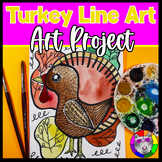 Thanksgiving Art Lesson, Turkey Line Artwork, 3rd to 5th Grade
