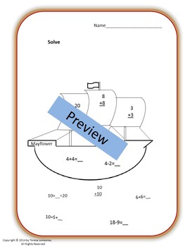 Preview of Thanksgiving Art Mayflower Math