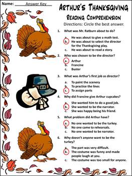 Thanksgiving Activities: Arthur's Thanksgiving Reading Activity Packet