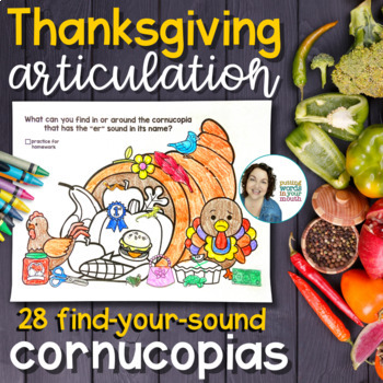 Preview of Thanksgiving Articulation Activity | Find your Sound Cornucopias