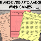 Thanksgiving Articulation Word Games