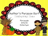 Thanksgiving Author's Purpose Sort