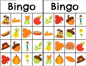 classroom thanksgiving bingo