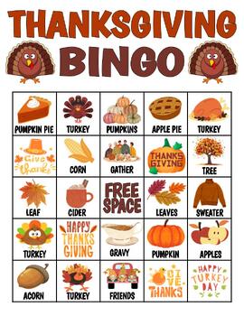 Thanksgiving BINGO Game with Easy Prep and Fun Graphics and Words