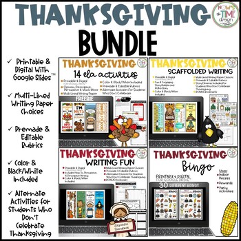 Preview of Thanksgiving BUNDLE | ELA | Digital & Printable | Google