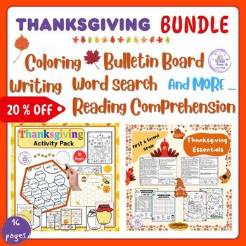 Preview of Thanksgiving BUNDLE for 1st & 2nd Grade : Reading ,Coloring, writing and MORE...