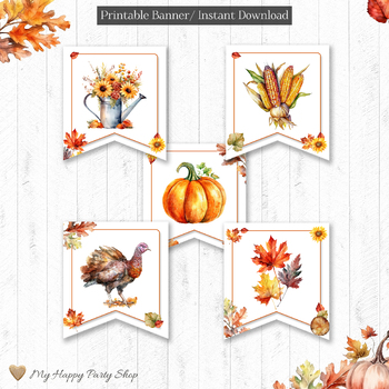  JKQ Colorful Happy Friendsgiving Banner Thanksgiving