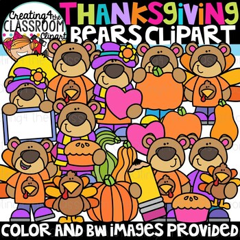 Preview of Thanksgiving Bears Clipart {Thanksgiving Clipart}