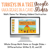 Thanksgiving Bears in a Cave - Math Game - Missing Addend 