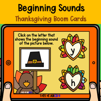 Preview of Thanksgiving Beginning Sounds | BOOM™ Cards