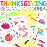 Thanksgiving Beginning Sounds Clip Cards | Phonics Center