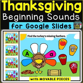 Preview of Thanksgiving Beginning Sounds Letter Sounds Google Classroom Distance Learning