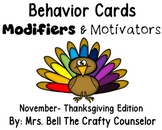 Thanksgiving Behavior Management Printable Cards for Class