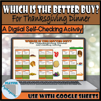 Preview of Thanksgiving Better Buy - Compare Unit Price Rate Self-Checking Digital Activity