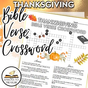 Preview of Thanksgiving Bible Verse Crossword, Fall, Christian, Religious