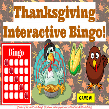 Preview of Thanksgiving Bingo 30 Boards 5 Games  Fun Interactive Activity Google Slides