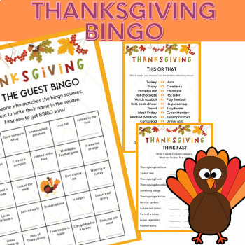 Preview of Thanksgiving Bingo Activities Game