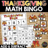 Thanksgiving Bingo Addition and Subtraction Math Game Activity