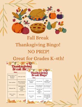 Preview of Thanksgiving Bingo! Fall Break Packet Resource!