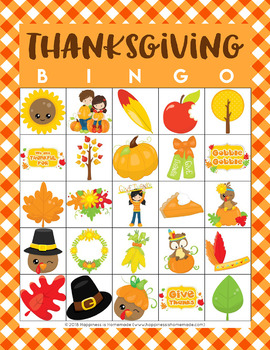 Thanksgiving Bingo Game Cards - Set of 35 by Happiness is Homemade