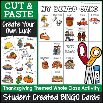 Preview of Thanksgiving Bingo Game | Cut and Paste Activities Bingo Template