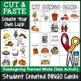 Thanksgiving Bingo Game | Cut and Paste Activities Bingo Template