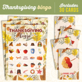 Thanksgiving Bingo Game | Includes 30 Cards