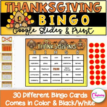 Preview of Thanksgiving Bingo | Google Slides & Print | Vocabulary 2nd, 3rd, 4th, 5th Grade