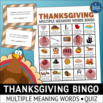 Thanksgiving Bingo Multiple Meaning Words Game by The Brighter Rewriter