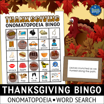 Thanksgiving Bingo Onomatopoeia Game and Word Search by The Brighter ...