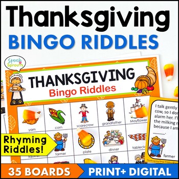 Preview of Thanksgiving Bingo Riddles Game Speech Language Therapy Thanksgiving Activities