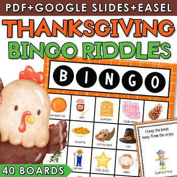 Preview of Thanksgiving Bingo Riddles Game Speech Therapy - A Vocabulary Building Activity